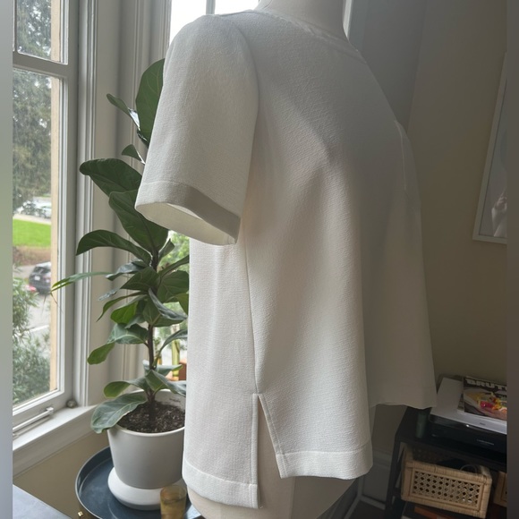 Madewell Button-Back Top S Office Style Super Flattering White Pocket Tee - Picture 5 of 5